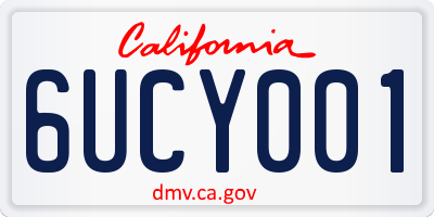 CA license plate 6UCY001