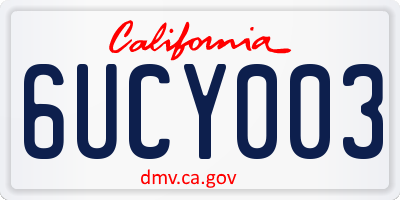 CA license plate 6UCY003