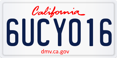 CA license plate 6UCY016
