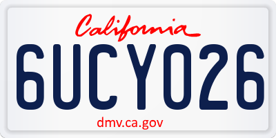 CA license plate 6UCY026