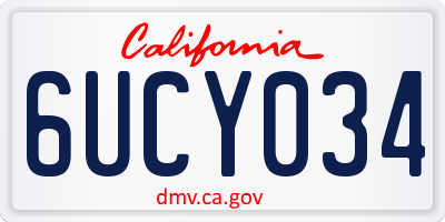 CA license plate 6UCY034