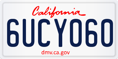 CA license plate 6UCY060
