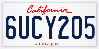 CA license plate 6UCY205