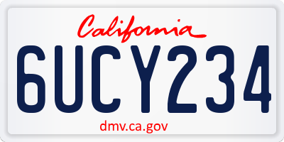 CA license plate 6UCY234