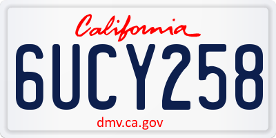 CA license plate 6UCY258