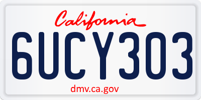 CA license plate 6UCY303