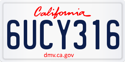 CA license plate 6UCY316