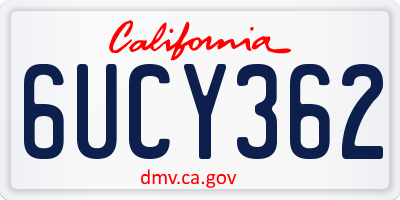 CA license plate 6UCY362