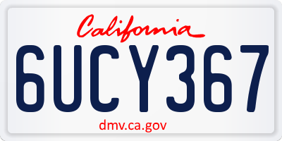 CA license plate 6UCY367