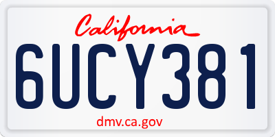 CA license plate 6UCY381