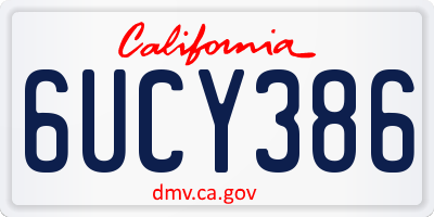 CA license plate 6UCY386