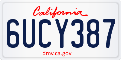CA license plate 6UCY387