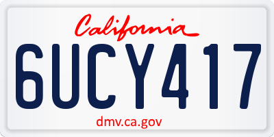 CA license plate 6UCY417