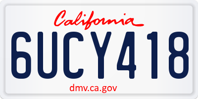 CA license plate 6UCY418