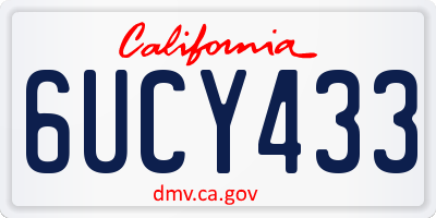 CA license plate 6UCY433
