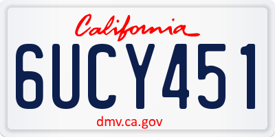 CA license plate 6UCY451