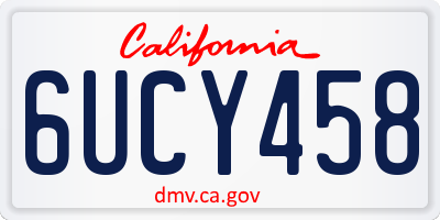 CA license plate 6UCY458