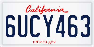 CA license plate 6UCY463