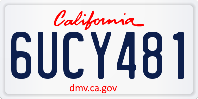 CA license plate 6UCY481