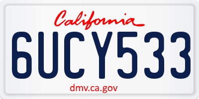 CA license plate 6UCY533