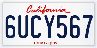 CA license plate 6UCY567