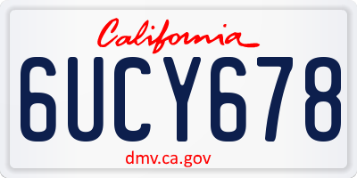 CA license plate 6UCY678