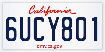 CA license plate 6UCY801