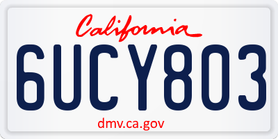 CA license plate 6UCY803