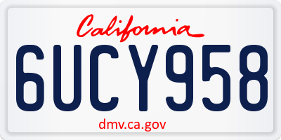 CA license plate 6UCY958