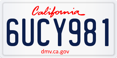 CA license plate 6UCY981