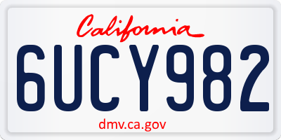 CA license plate 6UCY982