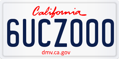 CA license plate 6UCZ000