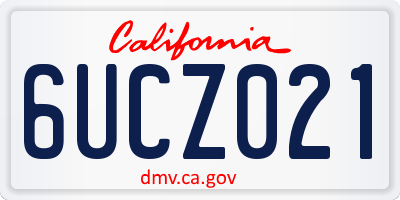 CA license plate 6UCZ021