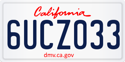 CA license plate 6UCZ033