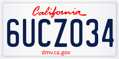 CA license plate 6UCZ034