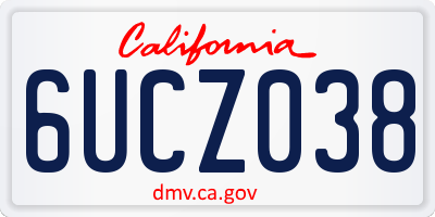 CA license plate 6UCZ038