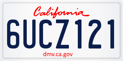 CA license plate 6UCZ121