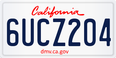 CA license plate 6UCZ204