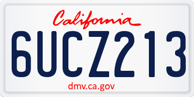 CA license plate 6UCZ213