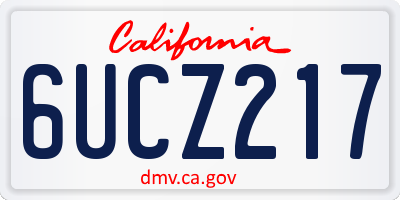 CA license plate 6UCZ217