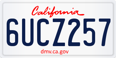CA license plate 6UCZ257