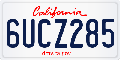 CA license plate 6UCZ285