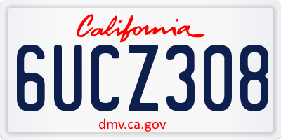 CA license plate 6UCZ308