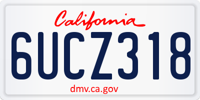 CA license plate 6UCZ318