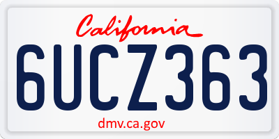 CA license plate 6UCZ363