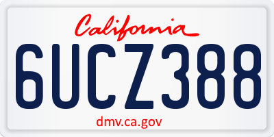 CA license plate 6UCZ388