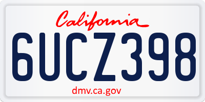 CA license plate 6UCZ398
