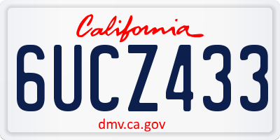 CA license plate 6UCZ433