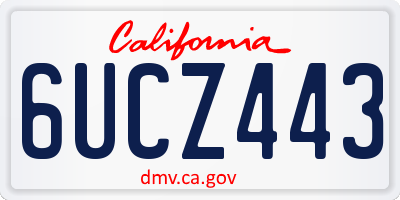 CA license plate 6UCZ443