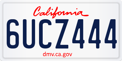 CA license plate 6UCZ444